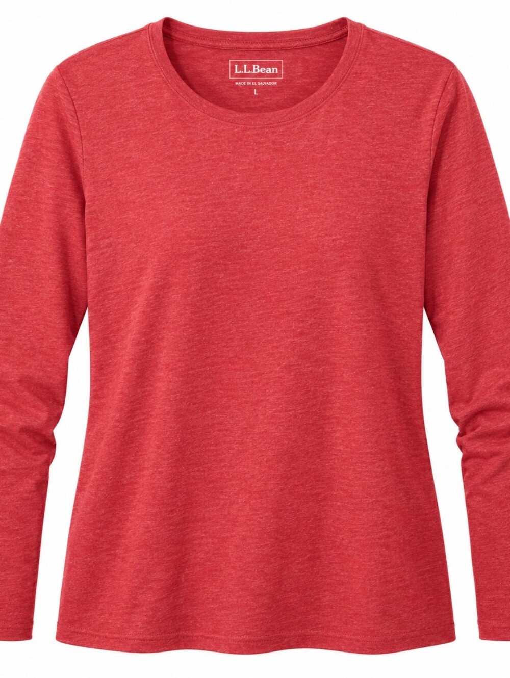 L.L.Bean Women’s Large Red Heather Long Sleeve Crewneck Tee Classic Casual